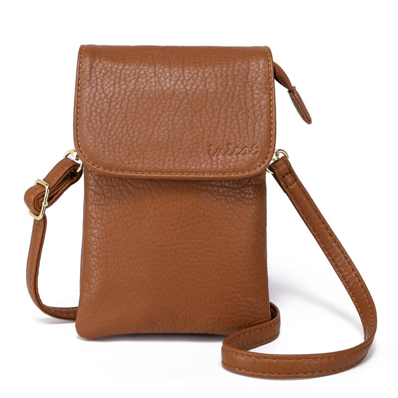 MINICAT Small Crossbody Bags for Women Cell Phone Bag Vegan Leather Cross Body Purse Wallet Purses(Brown) - Image 1